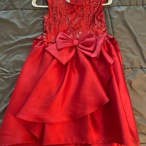 Bonnie Jean Red Sequin Bow Kids Dress